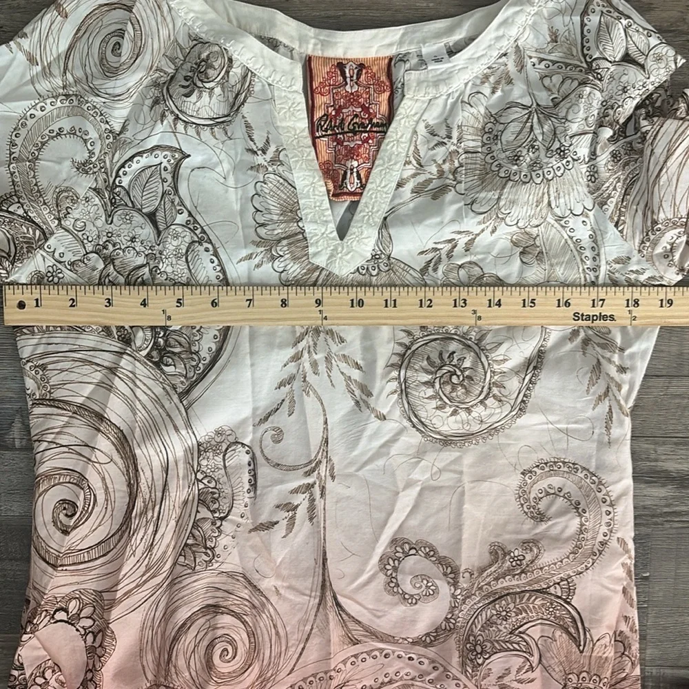 Robert Graham Floral Embroidered Ombre 💯 Cotton Tunic Small - Picture 2 of 7